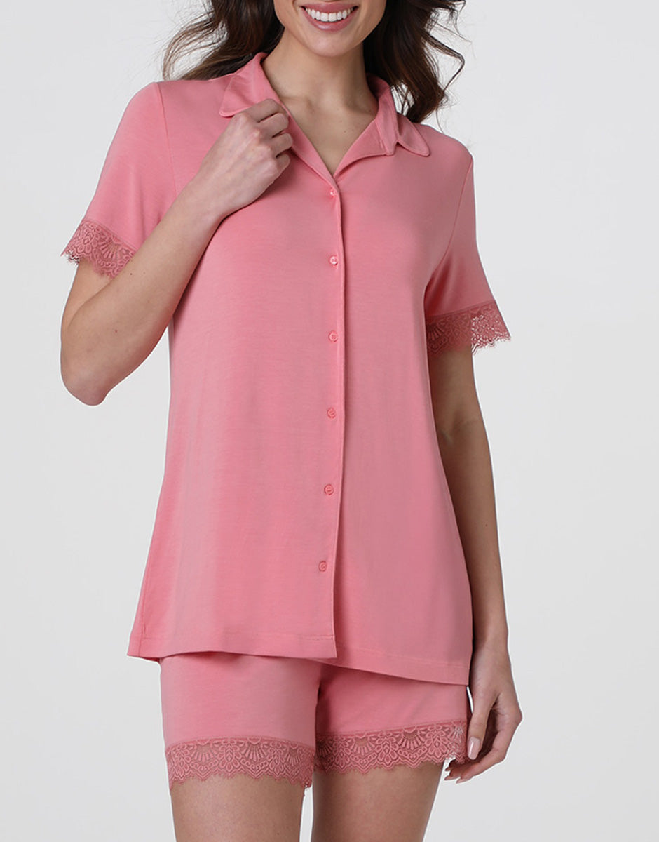 Lovable Elegant Modal pigiama corto rosa malva modal