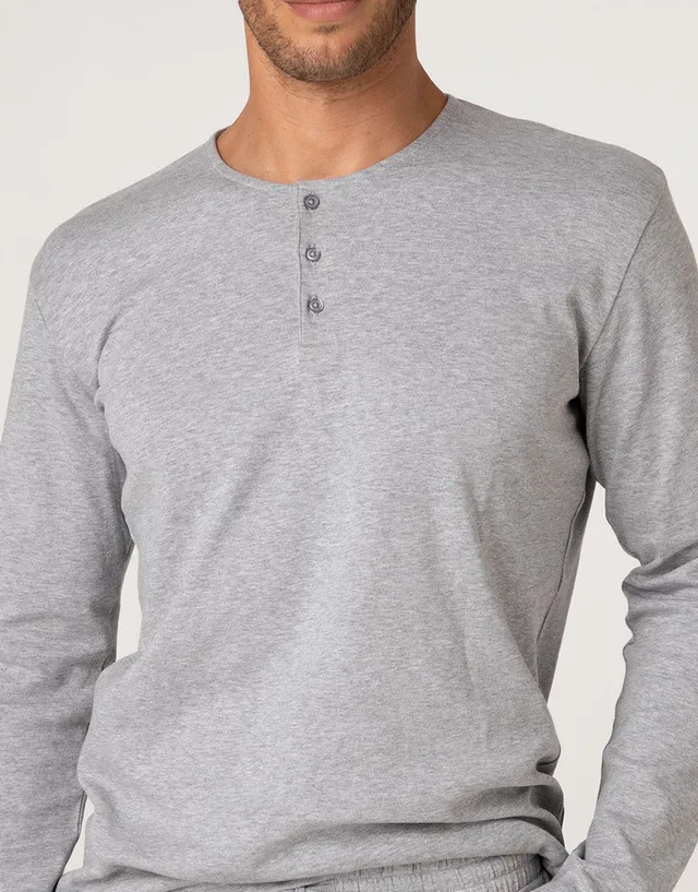 Lovable Man Pigiama Lungo Collo Serafino interlock grigio melange