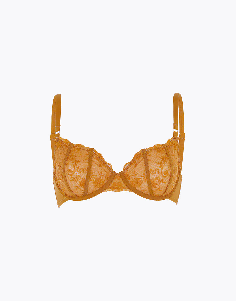 Lovable Delicate Floral Lace Reggiseno Ferretto Pizzo Ocra