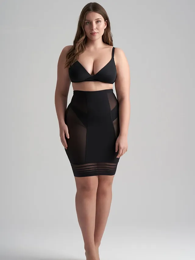 Bye Bra Powermesh gonna modellante vita alta beige