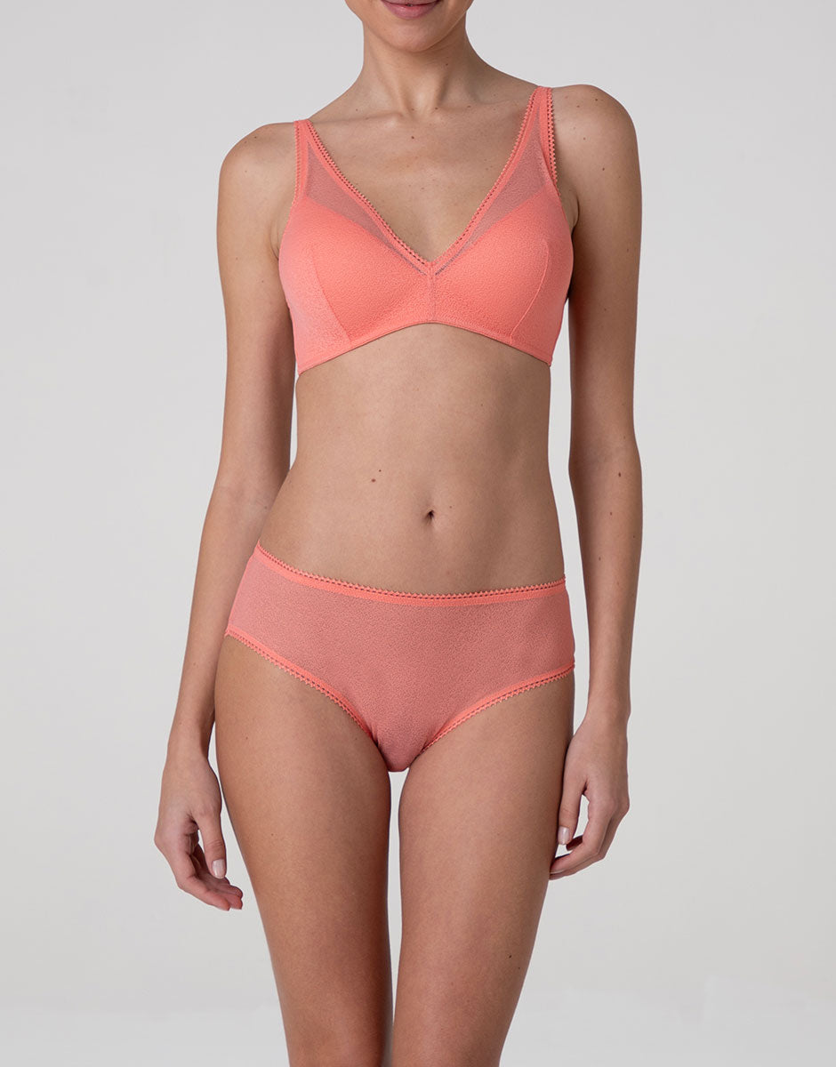 Lovable Fancy Mesh Triangolo Imbottito Reggiseno Corallo Senza Ferretto