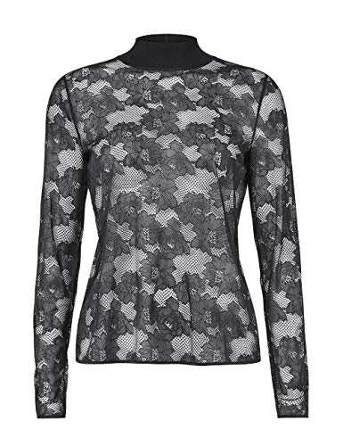 Wolford Frankie Pullover Collo Alto Nero in Pizzo