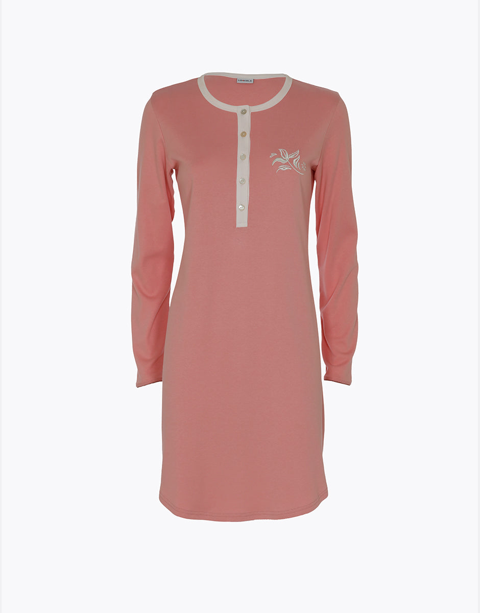 Lovable Serafino camicia da notte interlock rosa manica lunga
