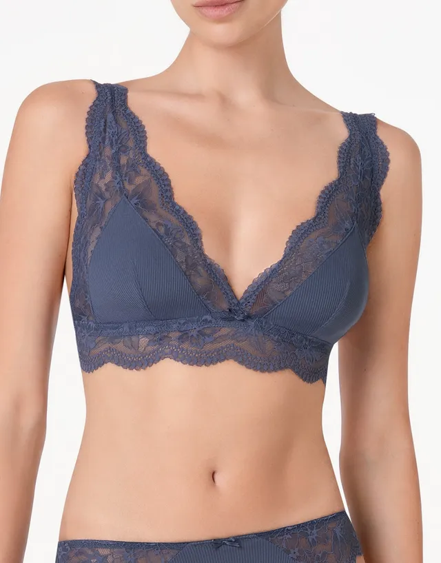 Lovable Casual Rib Lace reggiseno triangolo blu polvere costina