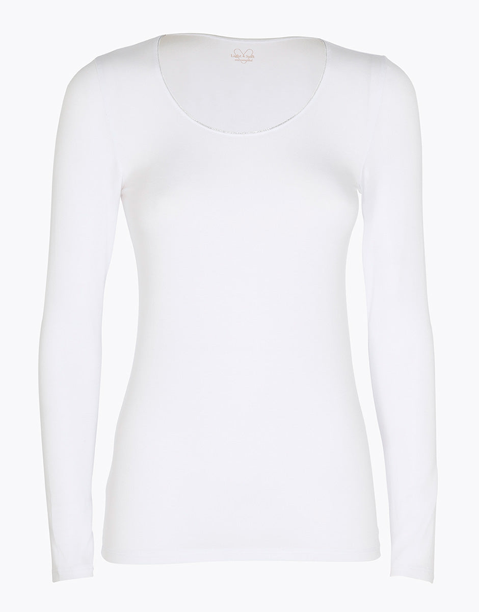 Lovable Micromodal maglia manica lunga bianco scollo ampio