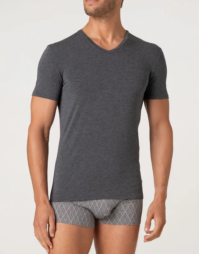 Lovable Man Elegant Jacquard Micromodal t-shirt scollo V antracite