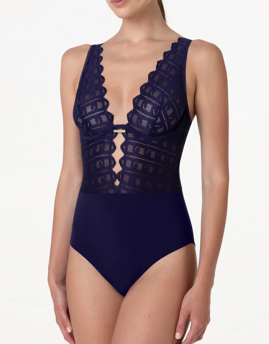 Lovable L'Allure Body con Ferretto Viola Scuro Pizzo