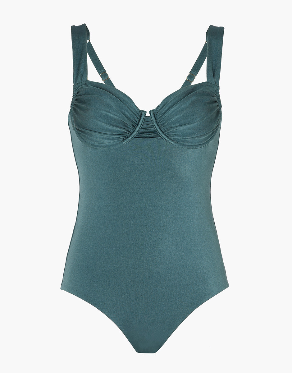 Lovable Plain Trendy Shiny Micro costume intero ferretto verde microfibra