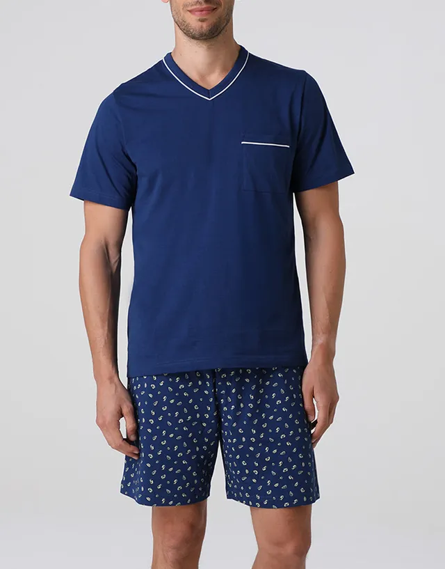 Lovable pigiama corto uomo jersey blu notte cotone