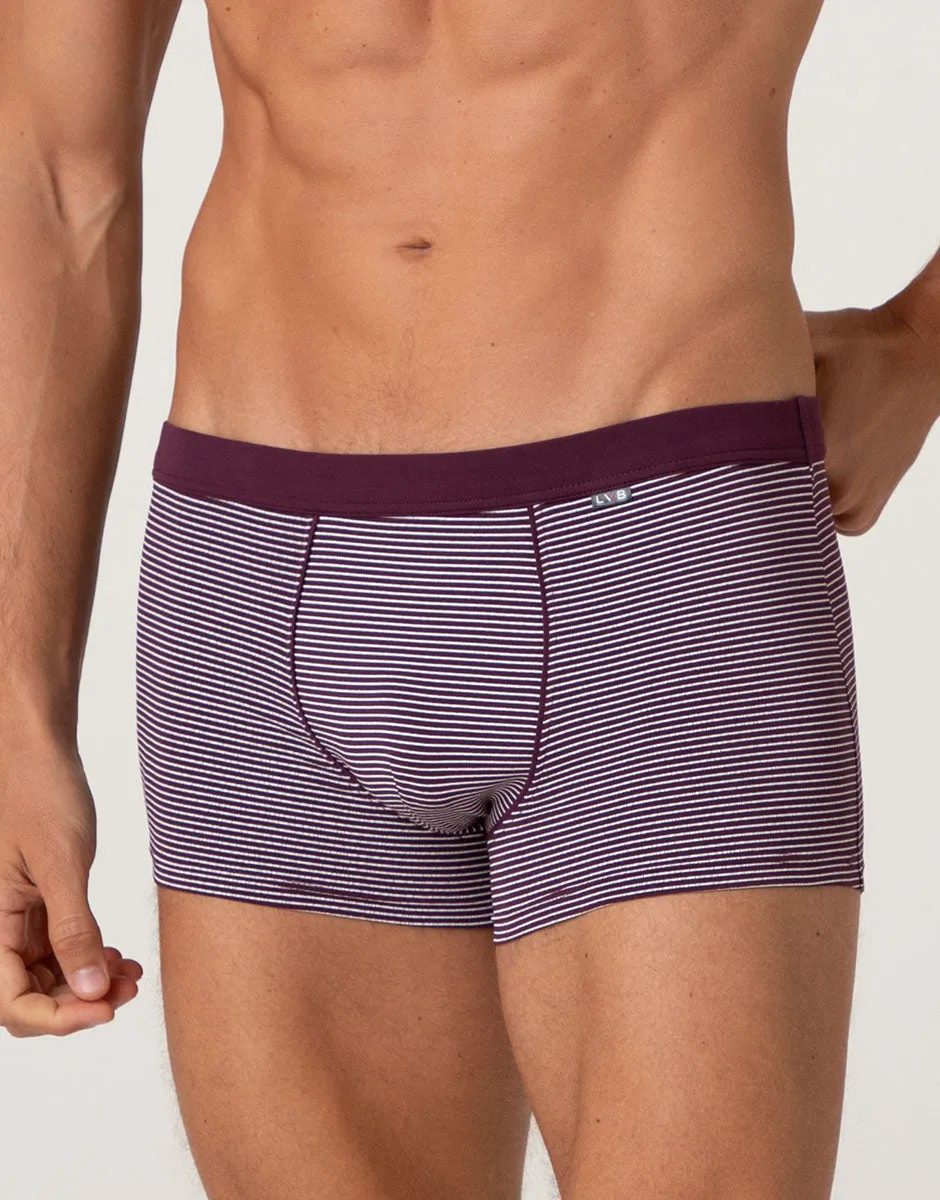 Lovable Man Casual Stretch Cotton Boxer righe vinaccia avorio