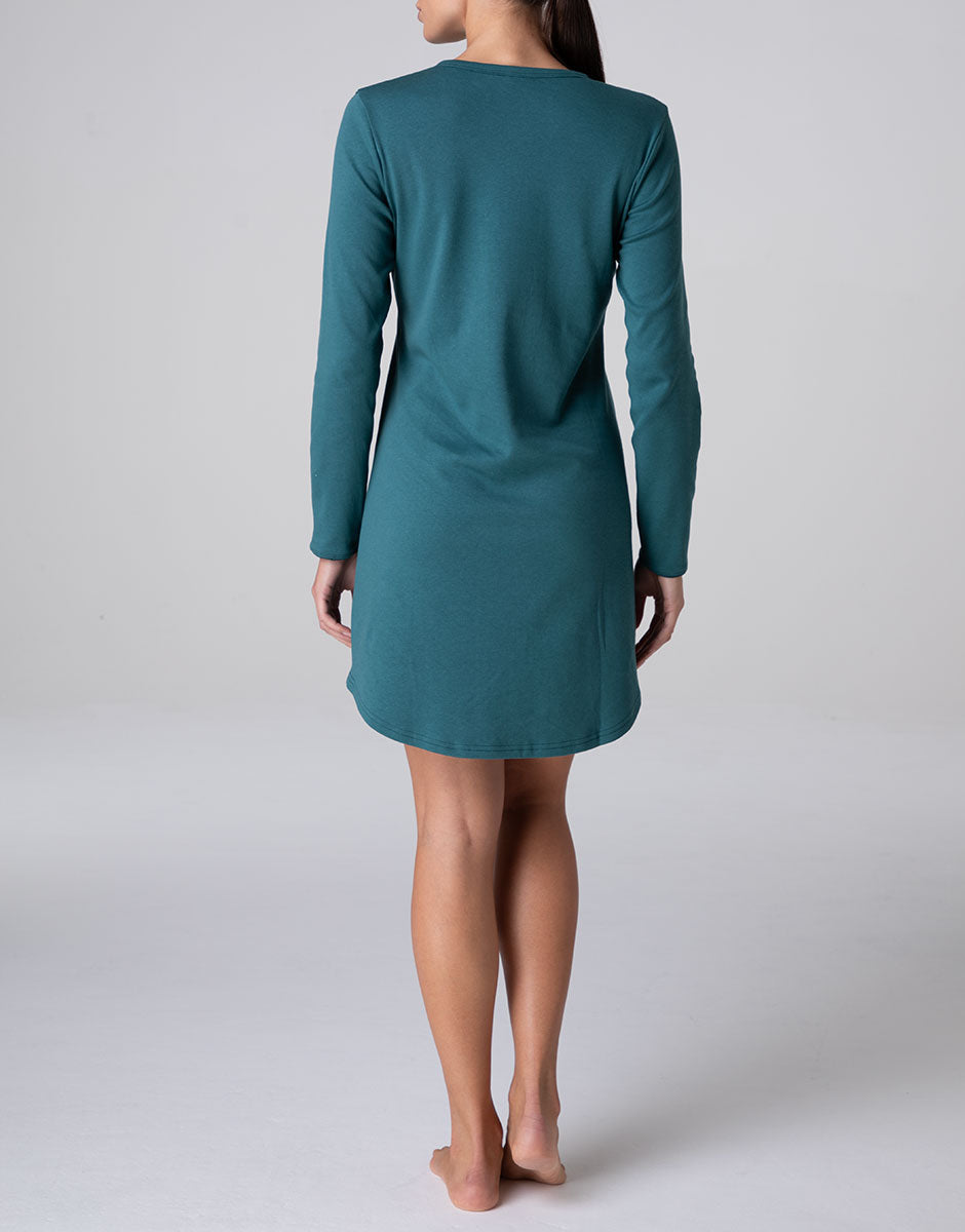 Lovable Serafino camicia notte verde interlock caldo