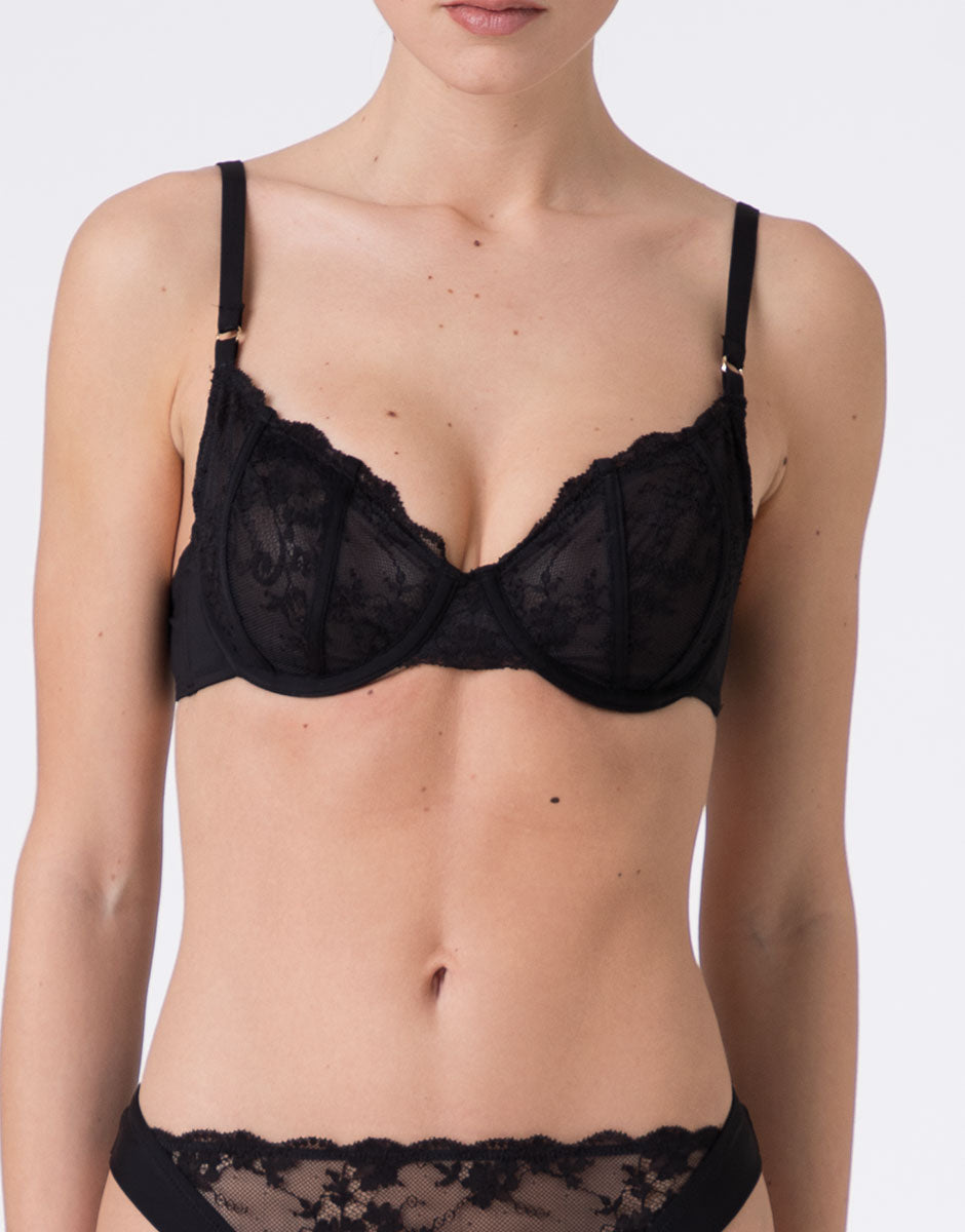 Lovable Delicate Floral Lace Reggiseno Ferretto Nero