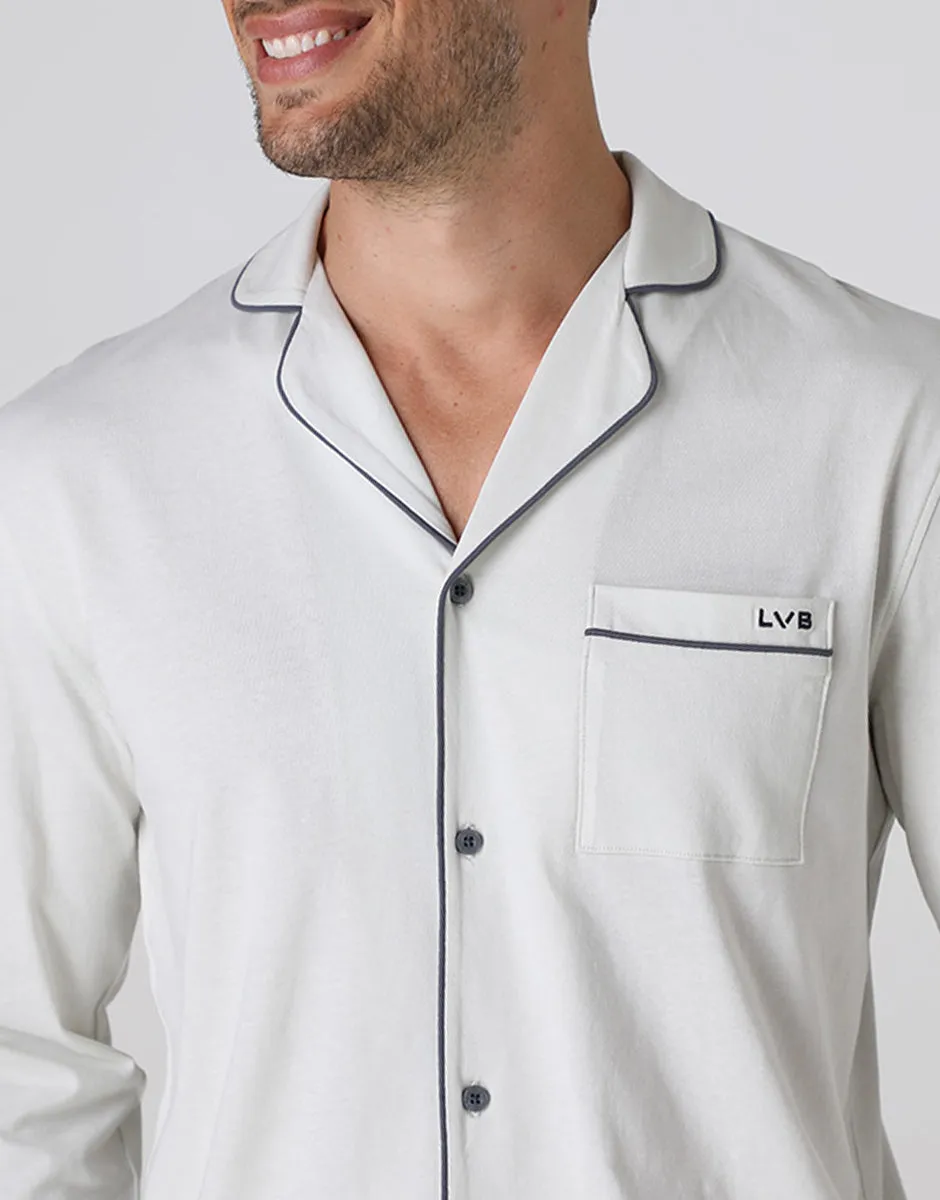 Lovable Man Pigiama Lungo Jersey Grigio Cotone Aperto