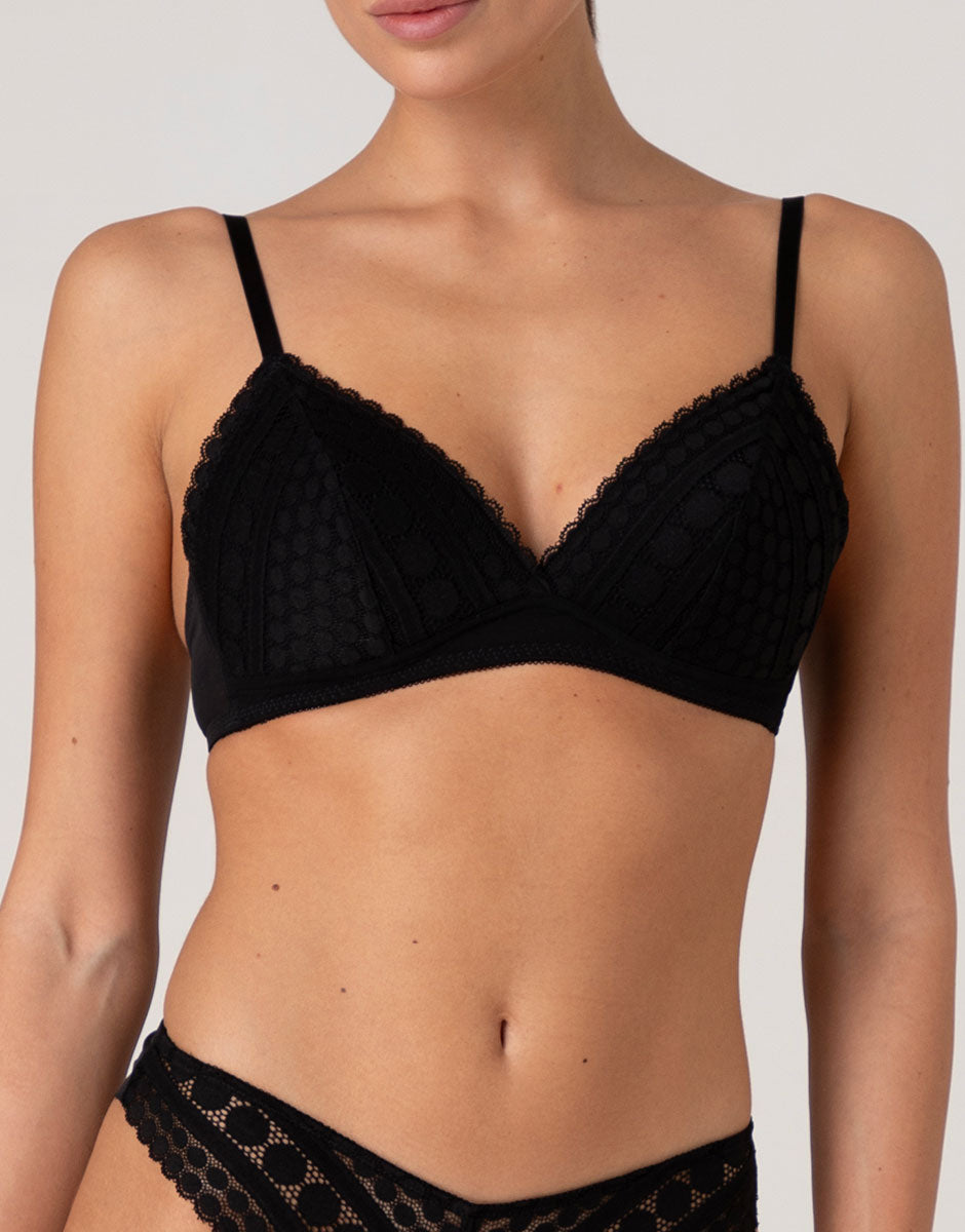 Lovable Dot Lace reggiseno triangolo nero pizzo pois