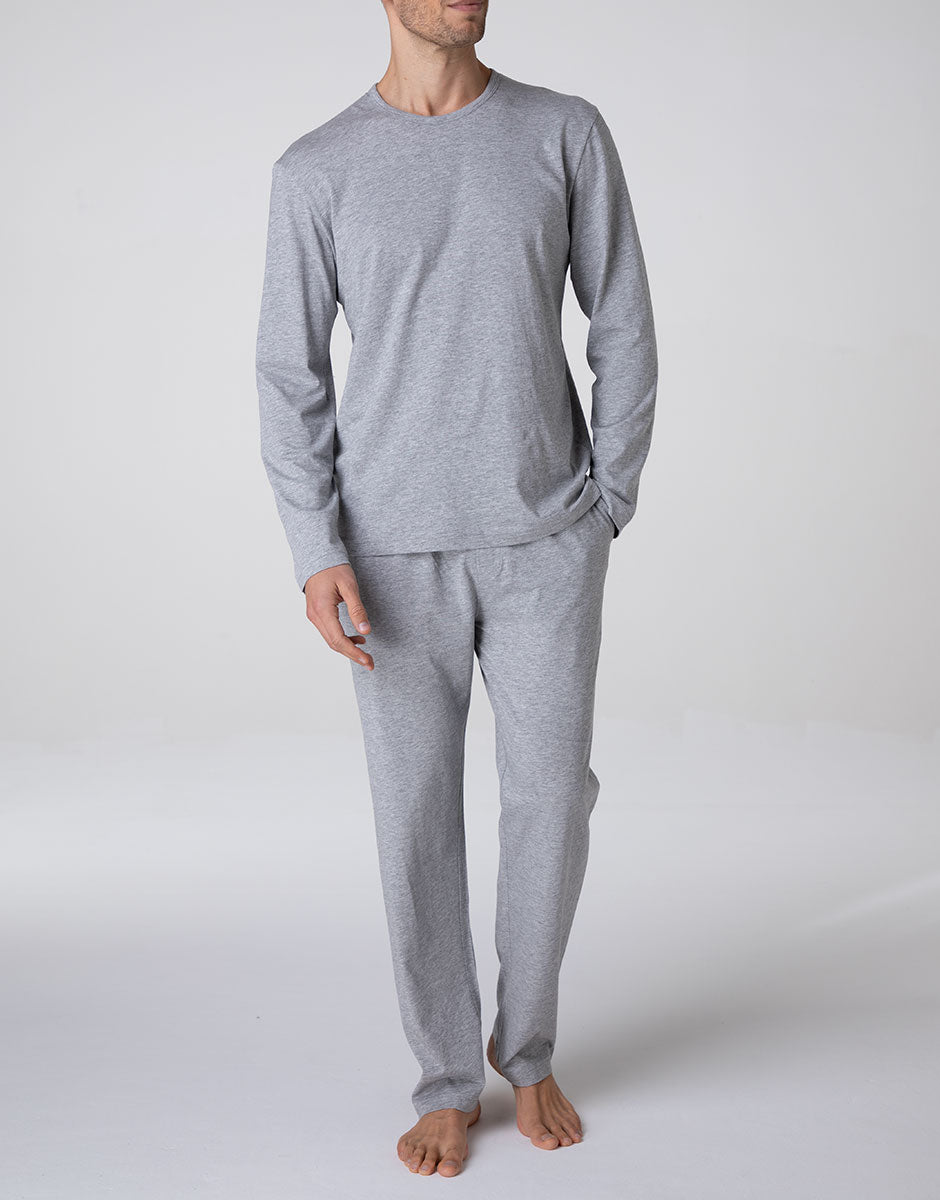 Lovable Man Pigiama Lungo Girocollo jersey grigio melange