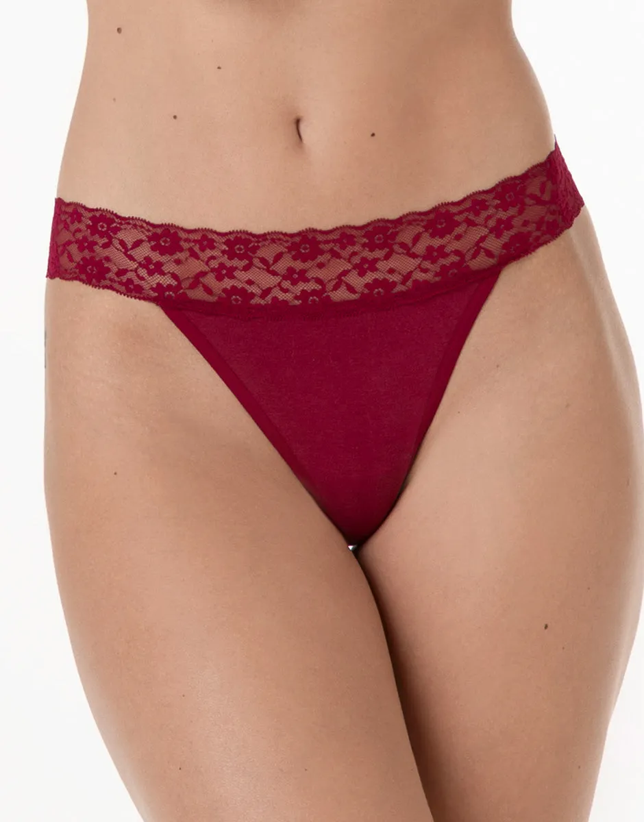 Lovable Table Panties perizoma donna rosso scuro pizzo