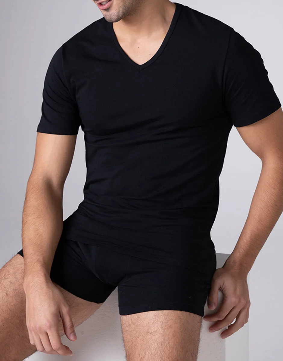 Lovable Cool Sensation t-shirt scollo V nero cotone stretch
