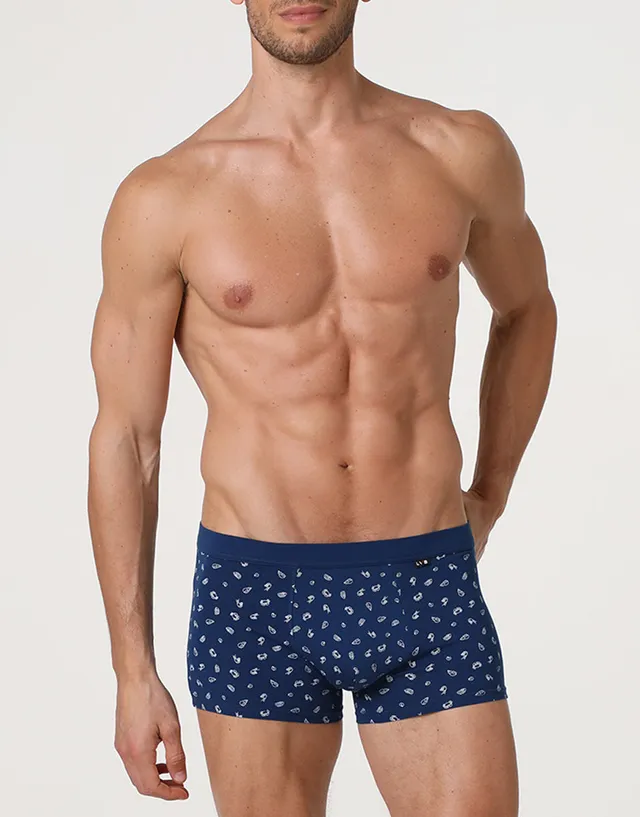 Lovable Printed Stretch Cotton boxer blu stampa cotone elasticizzato