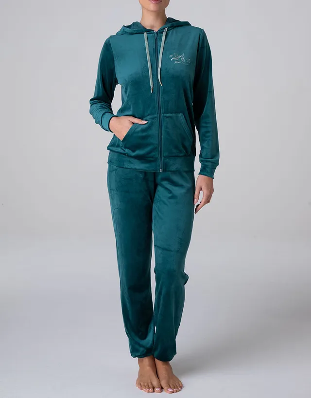 Lovable homewear ciniglia zip cappuccio verde