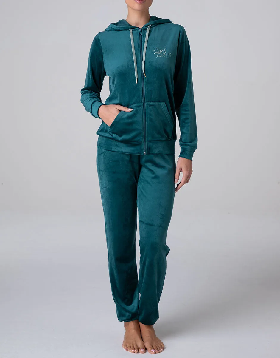 Lovable homewear ciniglia zip cappuccio verde