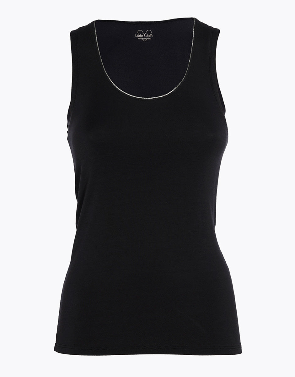Lovable Basic Soul canotta micromodal lurex nera scollo tondo