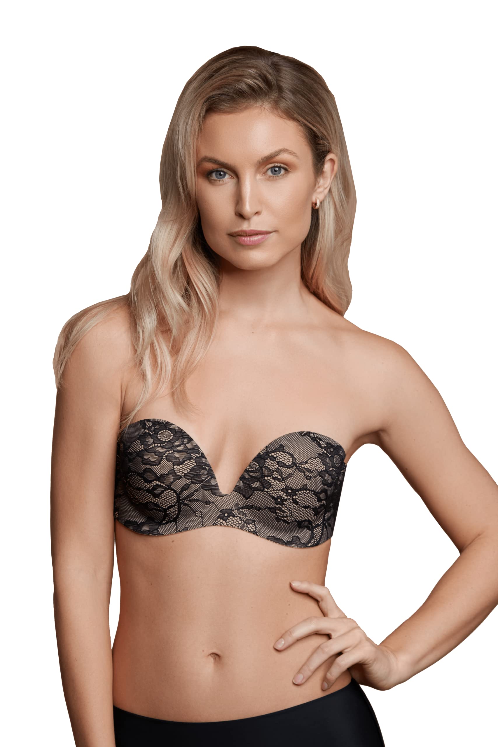 Bye Bra Gala reggiseno adesivo pizzo nero push-up