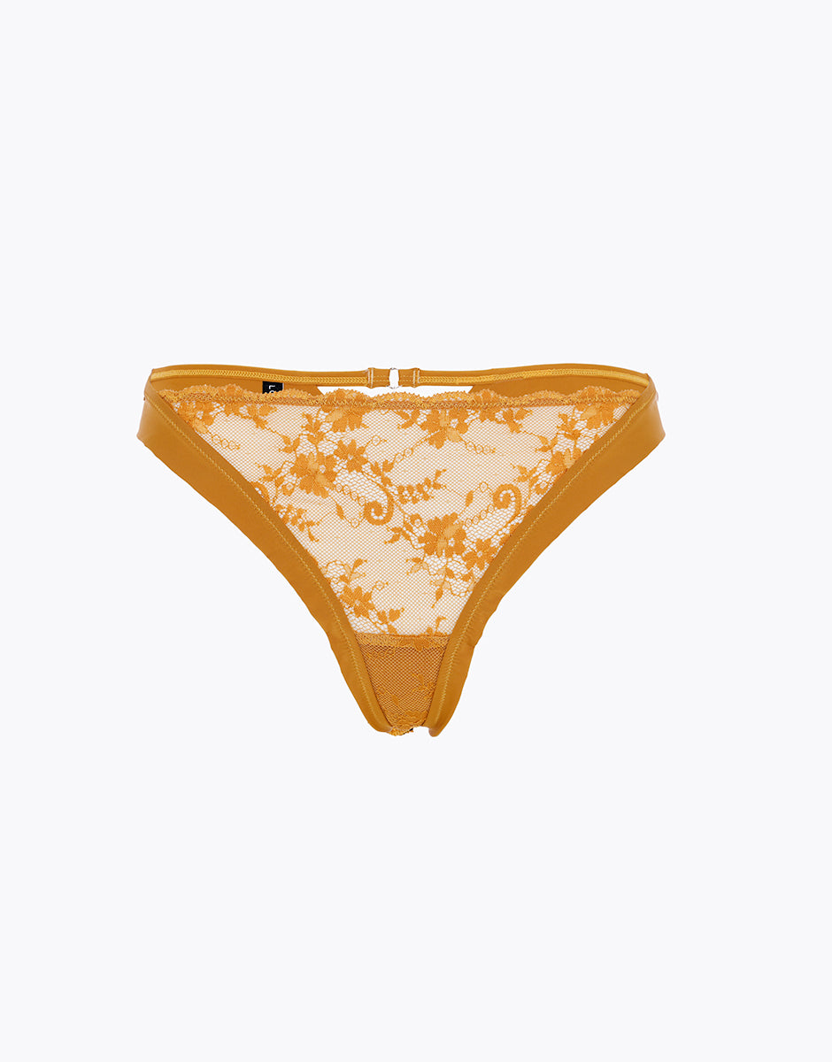 Lovable Delicate Floral perizoma ocra pizzo e microfibra