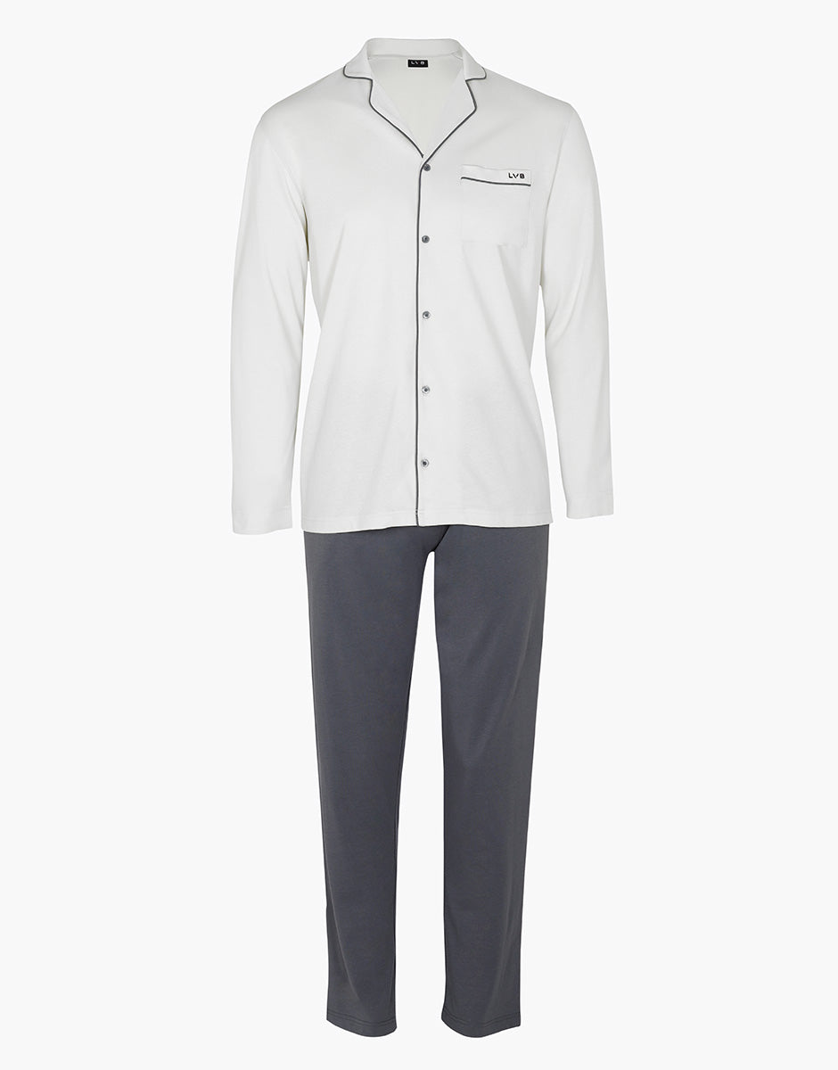 Lovable Man Pigiama Lungo Jersey Grigio Cotone Aperto