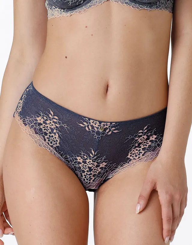 Lovable Beauty Curves Slip Alto Midi Blu Pizzo Microfibra