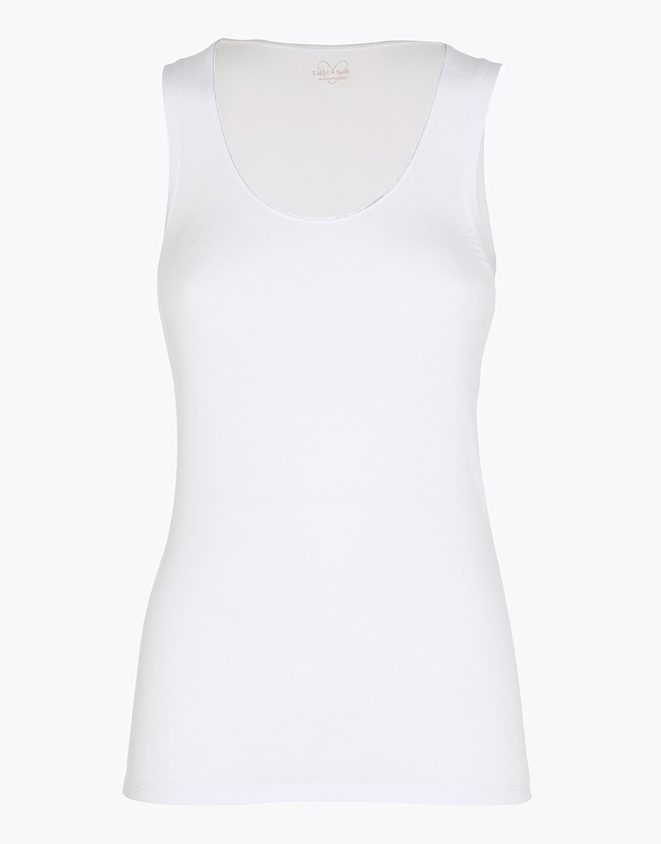 Lovable Basic Soul canotta micromodal lurex bianca scollo tondo