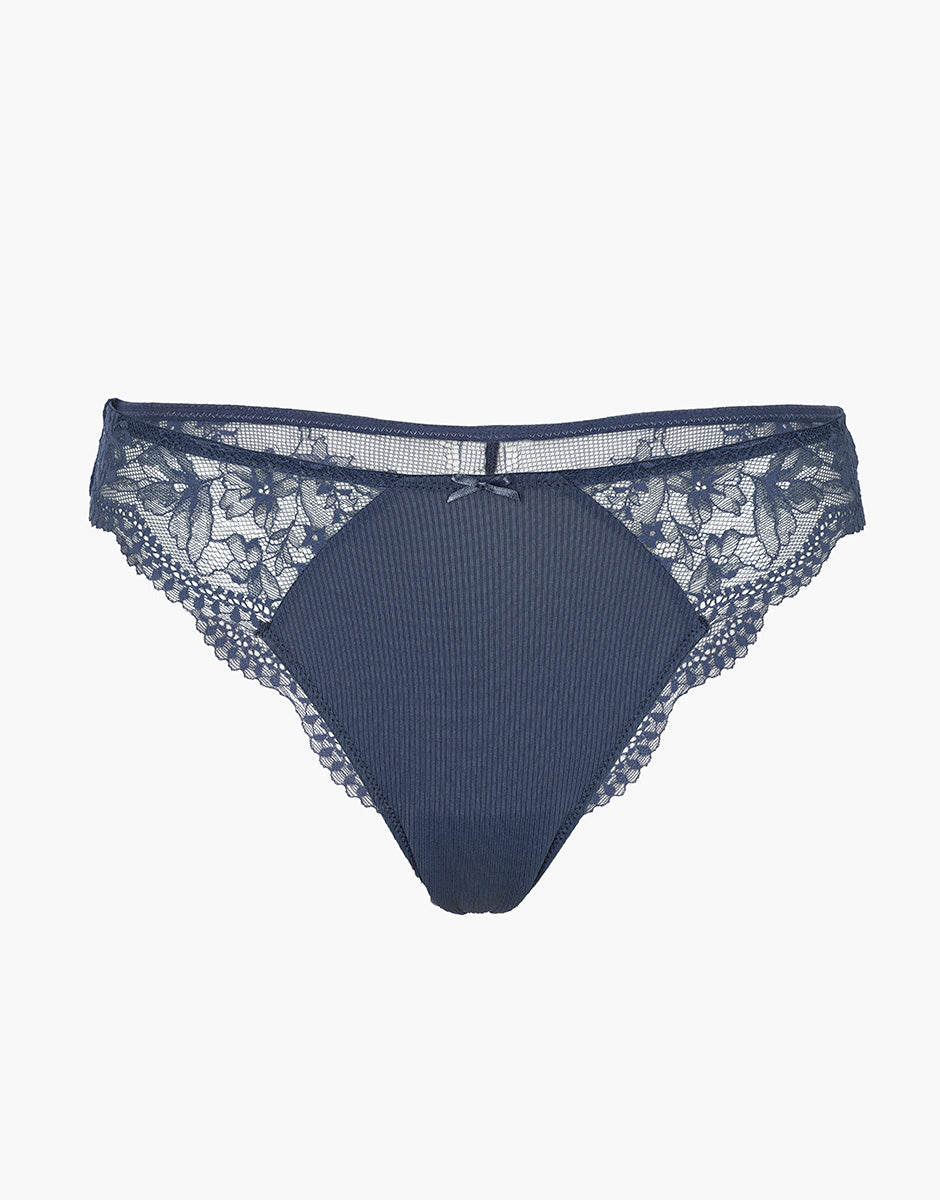 Lovable Casual Rib Lace brasiliano donna blu polvere pizzo