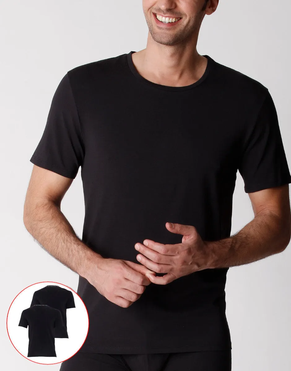 Lovable Man T-Shirt Girocollo Cotone Bio Nero x2