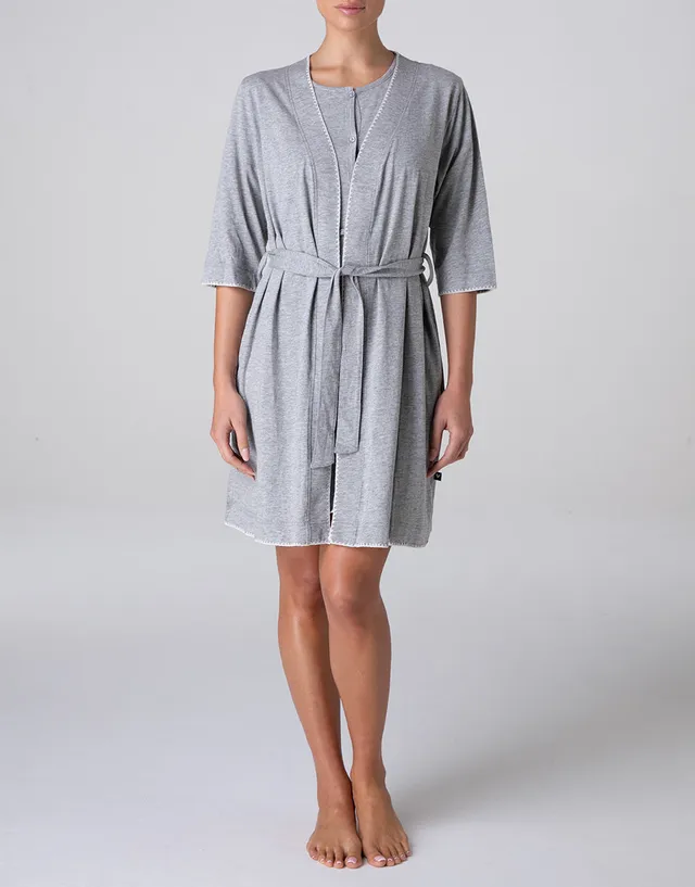 Lovable kimono jersey grigio melange manica 3/4 con cintura