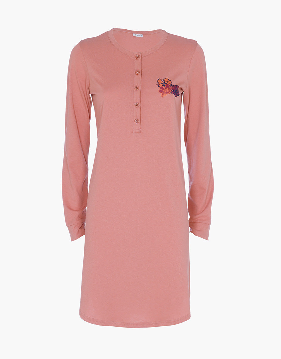 Lovable Camicia da Notte Cotone Rosa Polvere Manica Lunga