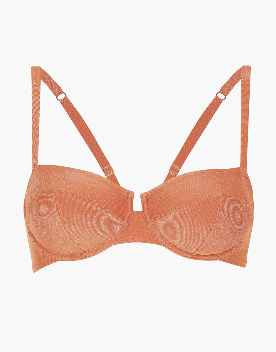 Plain Lurex reggiseno costume ferretto rame