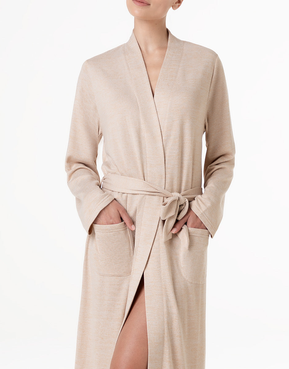 Lifewear vestaglia lunga tessuto caldo cappuccino