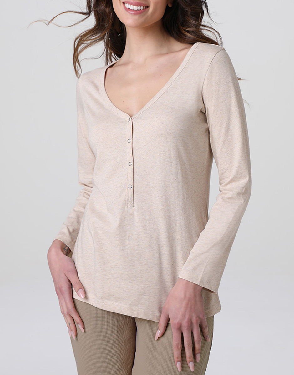 Lovable Serafino pigiama lungo jersey waffle cappuccino