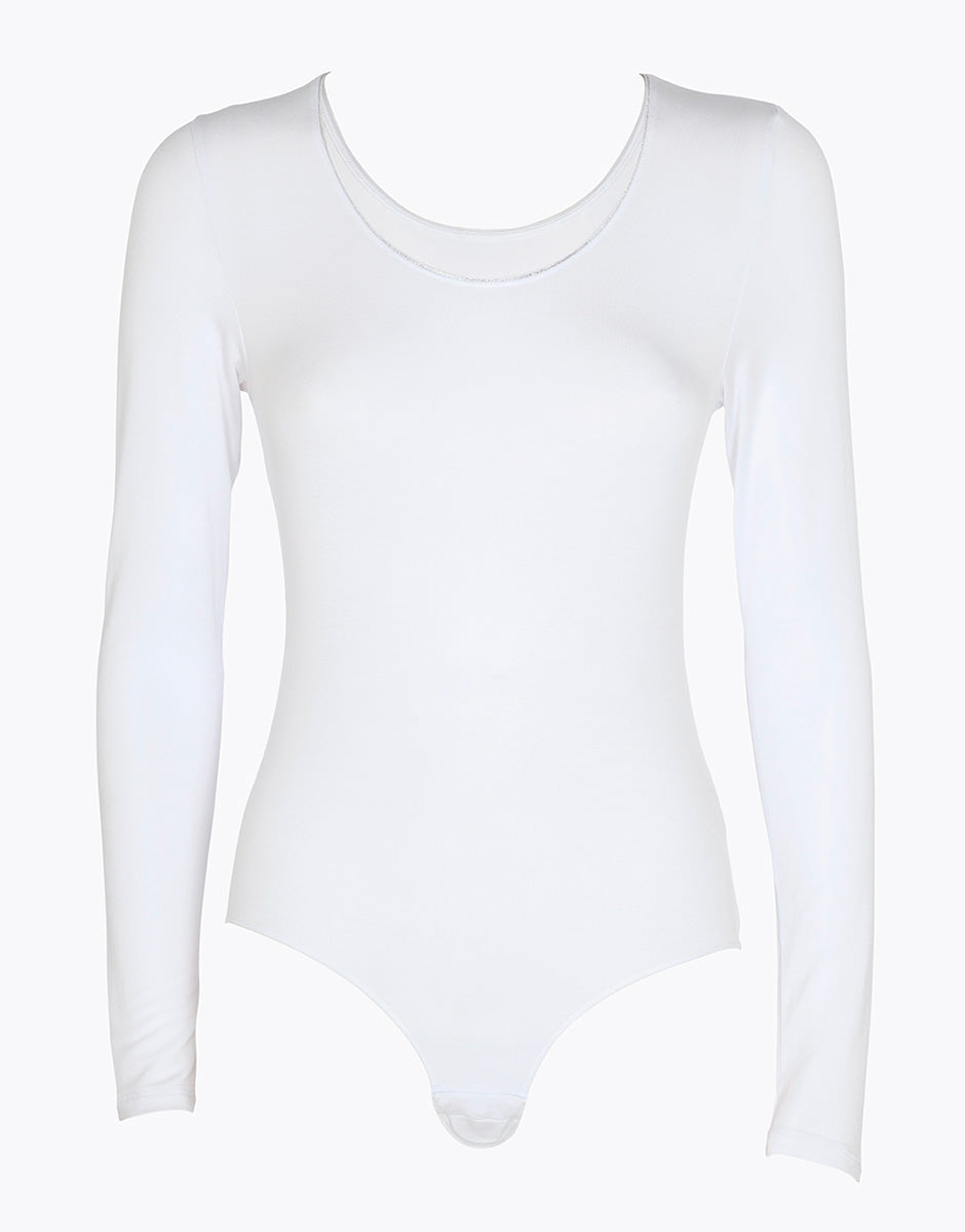 Lovable Basic Soul Body Manica Lunga Scollo Tondo Ampio Micromodal Bianco