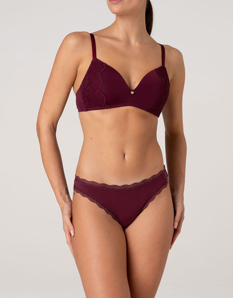 Lovable Panties slip cotone pizzo vinaccia traspirante
