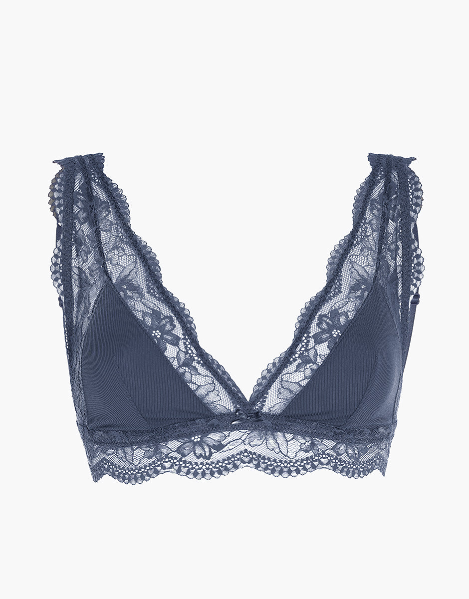 Lovable Casual Rib Lace reggiseno triangolo blu polvere costina