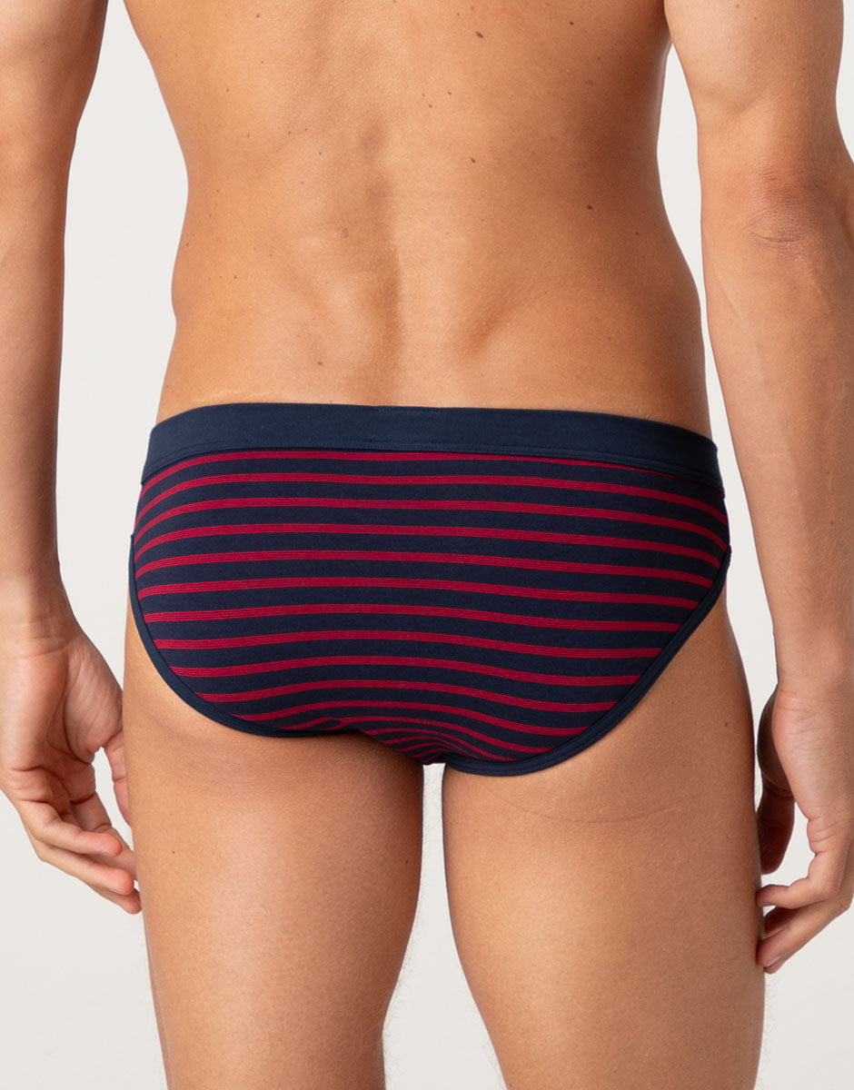 Lovable Man Jacquard Cotton Modal slip righe antracite rosso