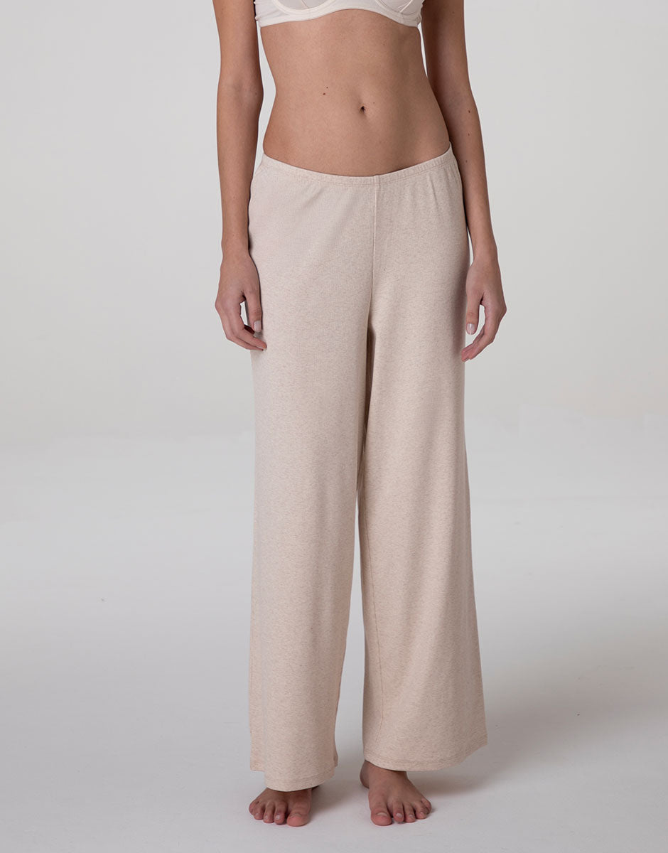 Lovable Pantaloni Pigiama Lunghi Cotone a Costine Beige Melange