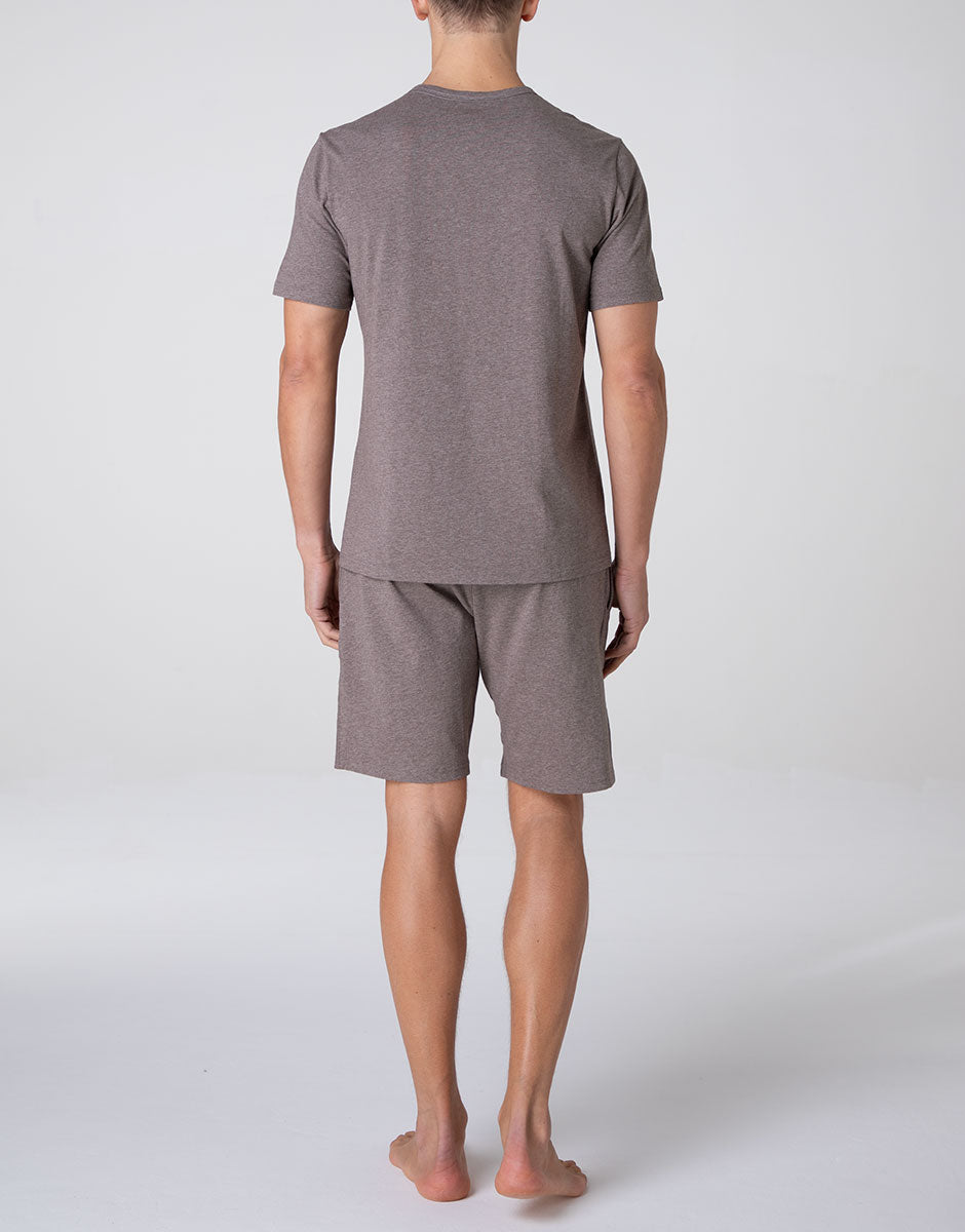 Lovable Man pigiama corto jersey marrone melange