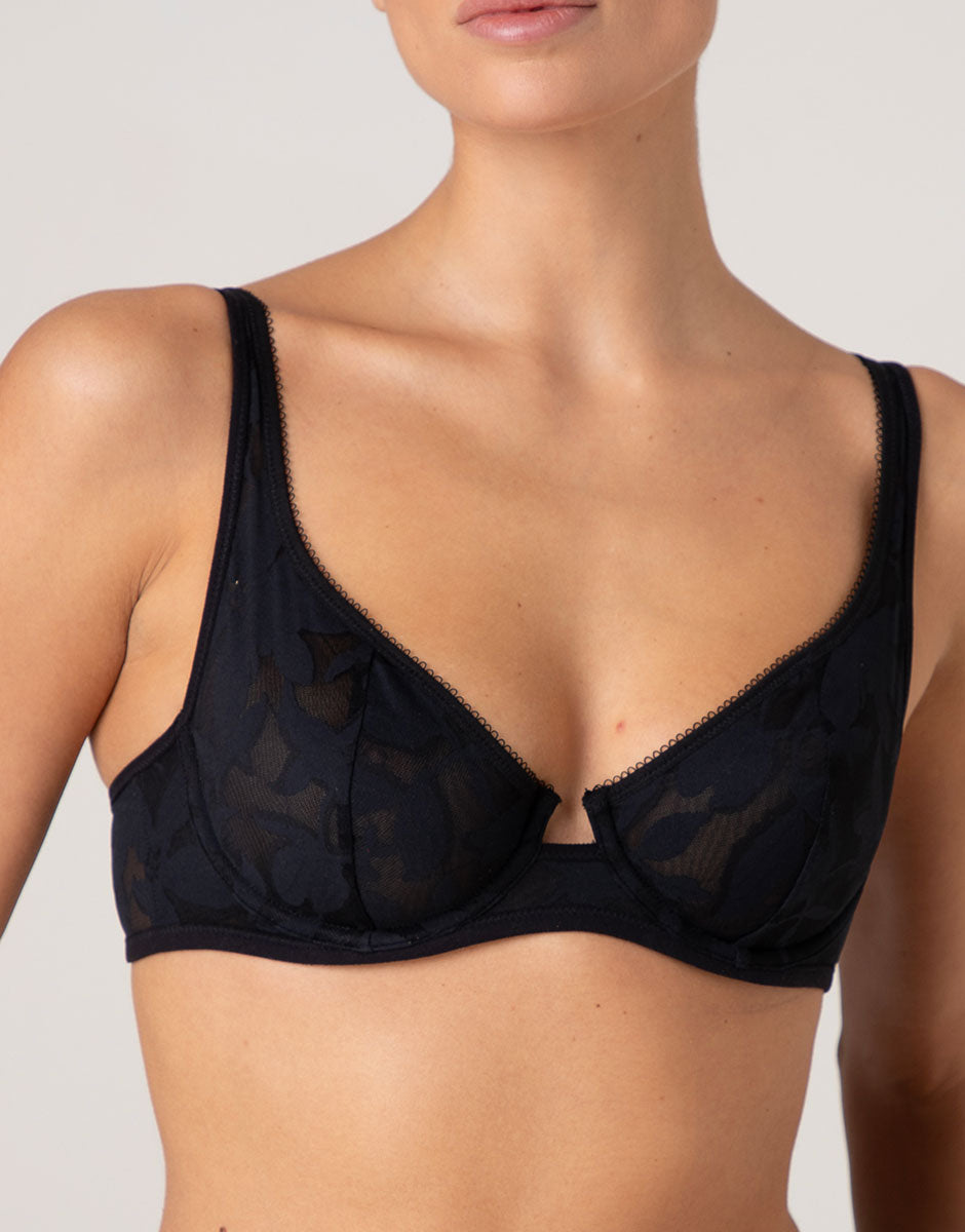 Lovable Modern Bloom Lace reggiseno balconcino nero in pizzo