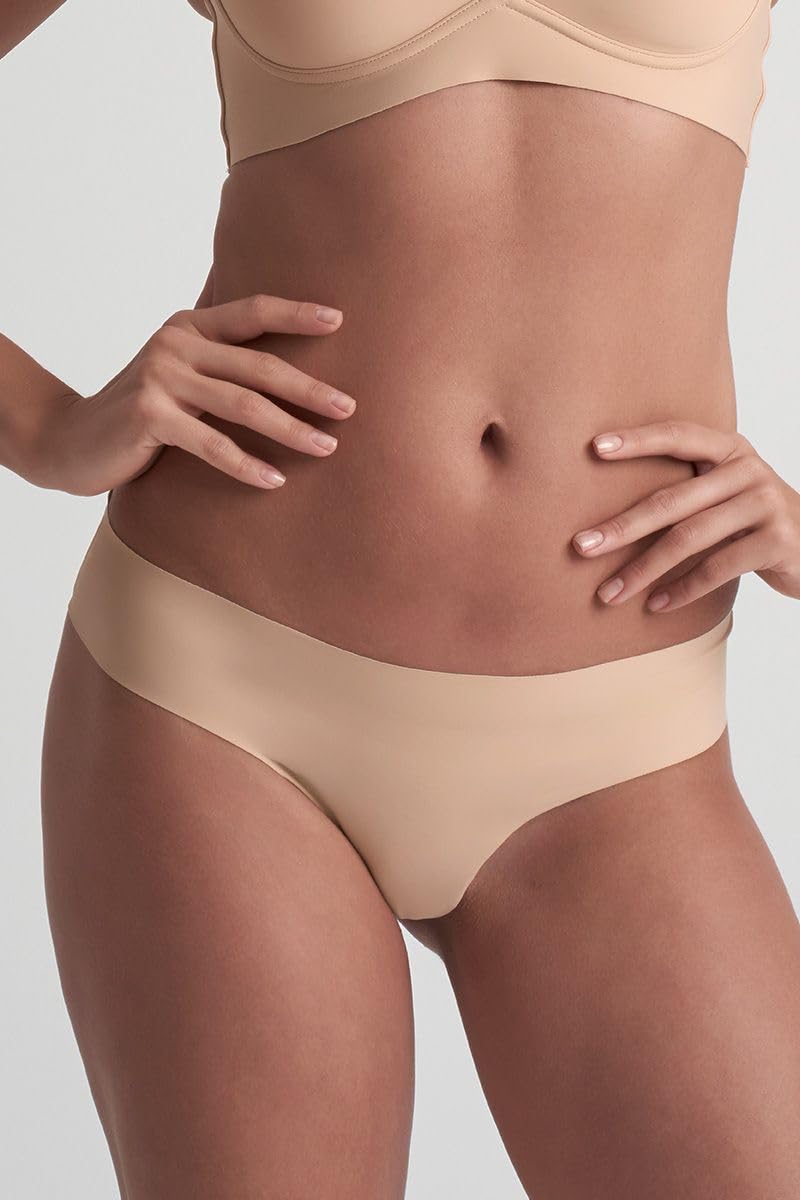 Bye Bra slip brasiliana senza cuciture 2 pezzi beige nero XL