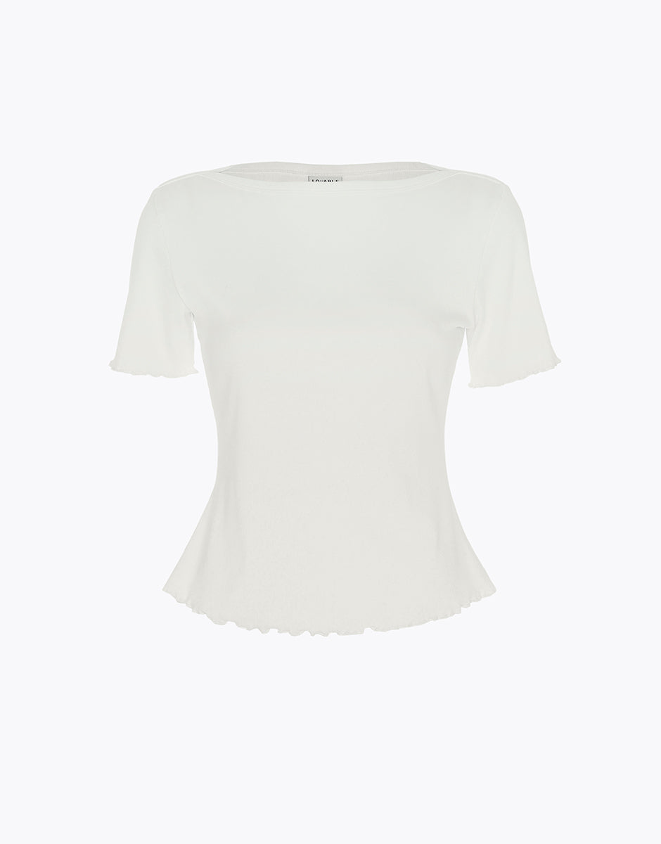 Lovable T-shirt barchetta cotone costine bianco latte