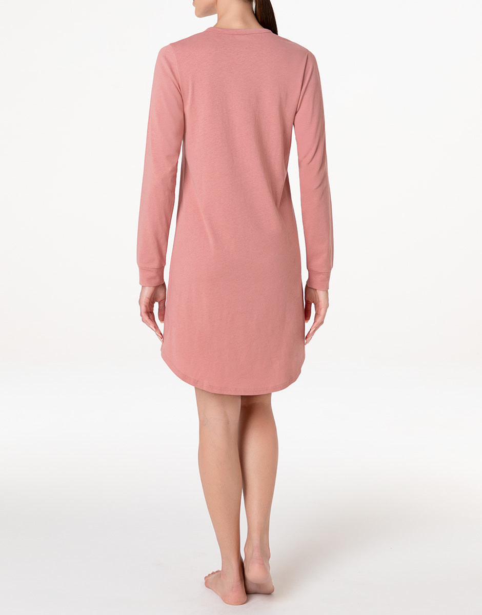 Lovable Camicia da Notte Cotone Rosa Polvere Manica Lunga