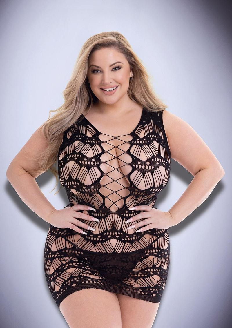 Baci Lingerie Corset Front Lace Mini Dress miniabito pizzo nero