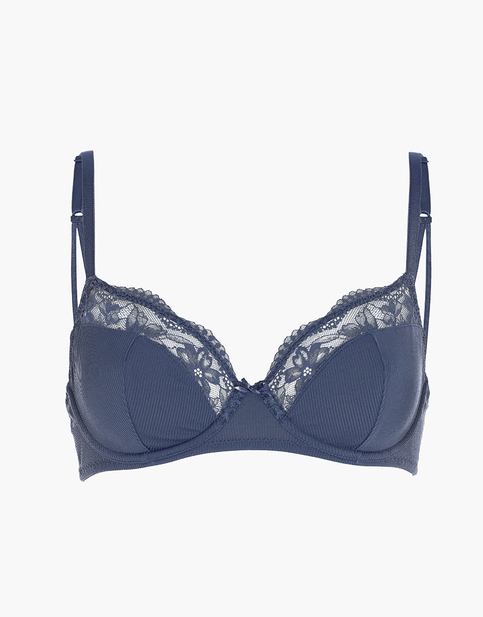 Lovable Casual Rib Lace reggiseno ferretto blu polvere microfibra