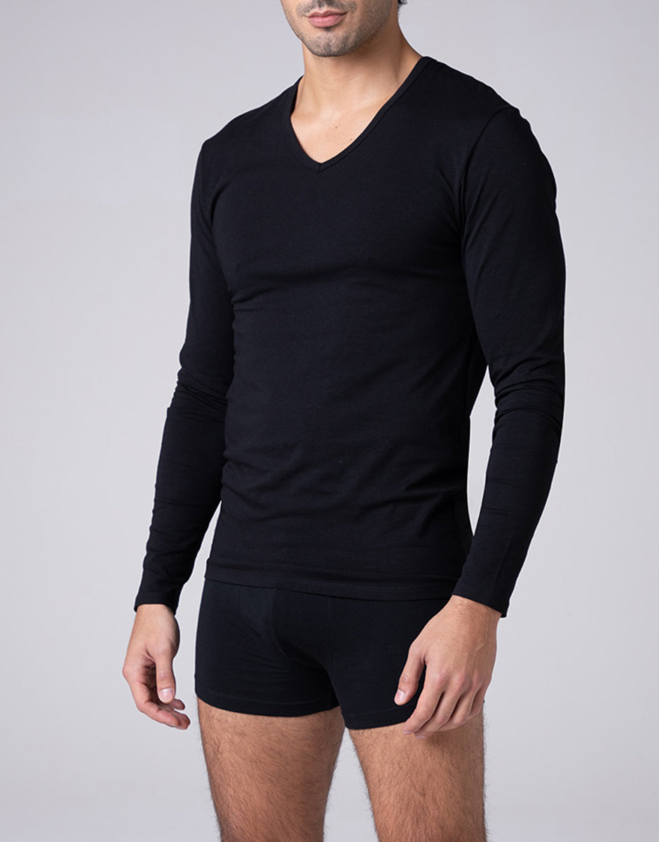 Lovable Man Cool Sensation Maglia V Cotone Stretch Nero